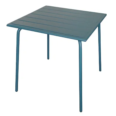 Table métal carrée 70 x 70 x H 72 cm bleu foncé - Tables