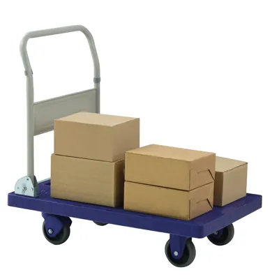 Chariot plateforme 90 x 60 x 89 cm 300kg - Chariot pliable - Chariot de manutention - Blanc / Bleu - Chariots de manutention-1