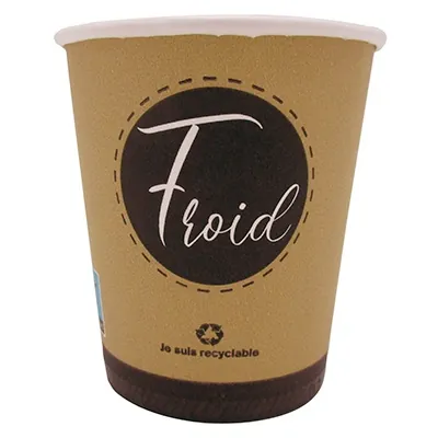 Gobelet boisson chaude 18 cl / 6oz ø 7,5 x 8 cm - Gobelet carton - Gobelet café - Brun / Blanc / Noir - Lot de 50 - Gobelets et verres jetables
