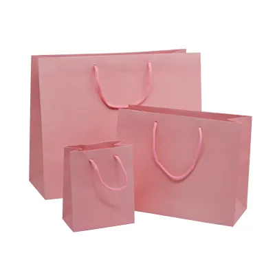 Sacs pelliculés rose poudré mat - Petit Modèle - Sacs pelliculés poignées cordelette-1