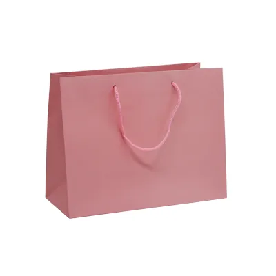 Sac pelliculé rose poudré poignées cordelette 22,9 x 9,8 x 17,8 cm 157g – Paquet de 20 - Sacs pelliculés poignées cordelette