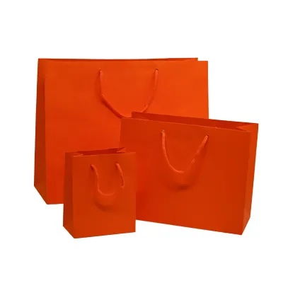 Sacs pelliculés à l'italienne orange passion mat - Grand Modèle - Sacs pelliculés poignées cordelette-1