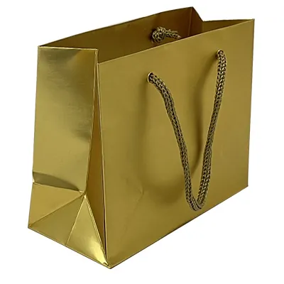 Sacs pelliculés à poignées cordelettes or mat - 13,5 + 6 x H 11 cm - Sacs pelliculés poignées cordelette-1