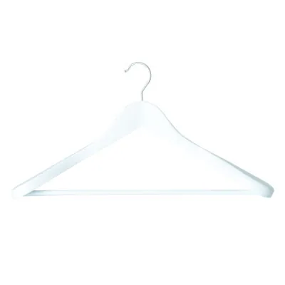 Cintre bois blanc laqué épaules larges avec barre et encoches 45 cm - Cintre chemise - Cintre costume - Cintres bois