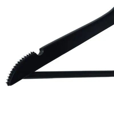 Cintre bois laqué noir antiglisse avec barre et encoches 45 cm - Cintre chemise - Cintre costume - Lot de 3 - Cintres bois-1