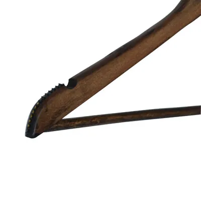 Cintre bois vintage foncé antiglisse avec barre et encoches 45 cm - Cintre chemise - Cintre costume - Lot de 3 - Cintres bois-1