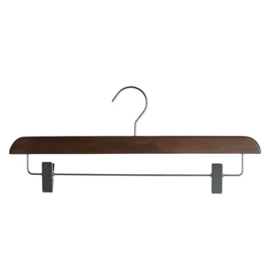 Cintre bois vintage foncé avec pinces réglables métal 40 cm - Cintre jupe - Cintre pantalon - Lot de 3 - Cintres bois