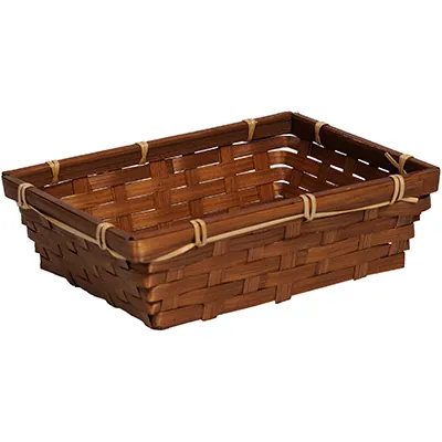 Corbeille bambou rectangulaire marron 24,5 x 17,5 x 7 cm, paquet de 10 - Corbeilles bambou