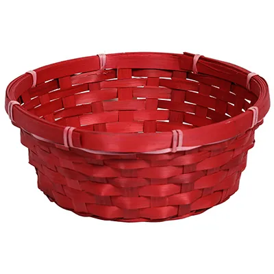 Corbeille bambou ronde rouge ø 23 x 8 cm, paquet de 10 - Corbeilles bambou