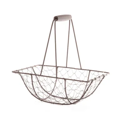 Panier métal rectangulaire marron avec 1 anse 22,5 x 15 x 8 cm - Paniers