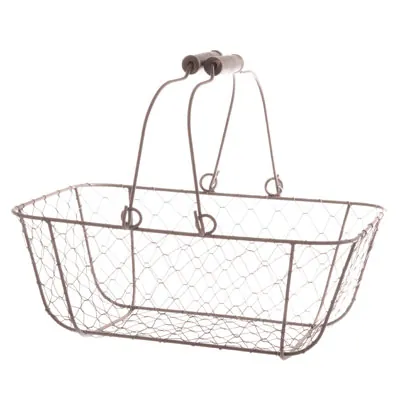 Panier métal rectangulaire marron avec 2 anses 30 x 21 x 12 cm - Paniers