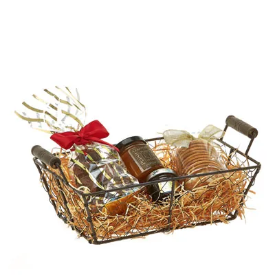 Corbeille métal rectangulaire marron avec 2 anses 25 x 16,5 x 8 cm - Corbeilles métal-1