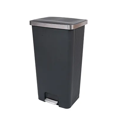 Poubelle à pédale noire 90 L L 45 x P 37,5 x H 82,5 cm - Poubelles professionnelles