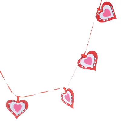 Guirlande de coeurs 160 cm feutrine Rouge / Rose - Déco Saint Valentin - Accessoires et Objets déco-1