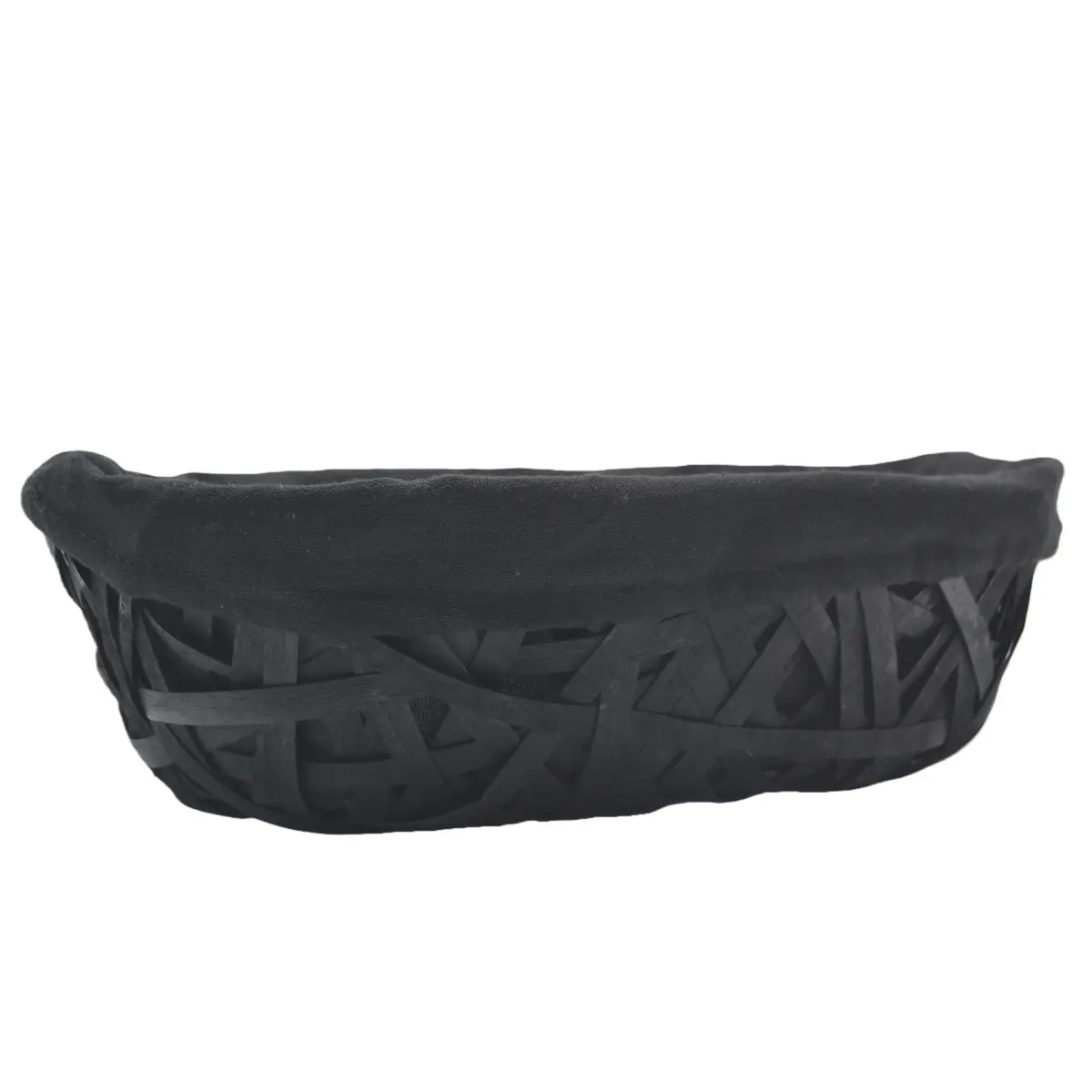 Corbeille osier ovale avec tissu noir 36 x 27 x 10 cm - Panier osier ovale avec tissu - Corbeilles osier-1