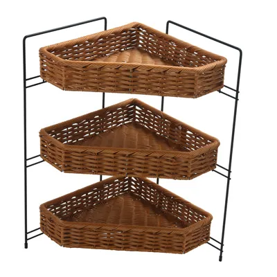 Panier présentoir viennoiseries d'angle 3 niveaux 33 x 33 x 60 cm - Vanneries