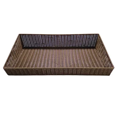 Corbeille manne rectangulaire plastique marron 98 x 49 x 11/20 cm - Vanneries