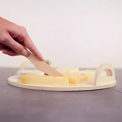 Plateau rond en bois naturel avec poignées ø 30 x 4,5 cm - Plateaux à garnir-2