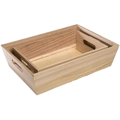 Caisse en bois avec poignées 29 x 19 x 8 cm - Paniers bois, Caisses bois-1