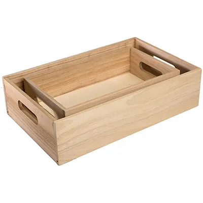 Caisse en bois avec poignées 26,5 x 16 x 7 cm - Paniers bois, Caisses bois-1