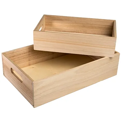 Caisse en bois avec poignées 33 x 21 x 8,5 cm - Paniers bois, Caisses bois-2