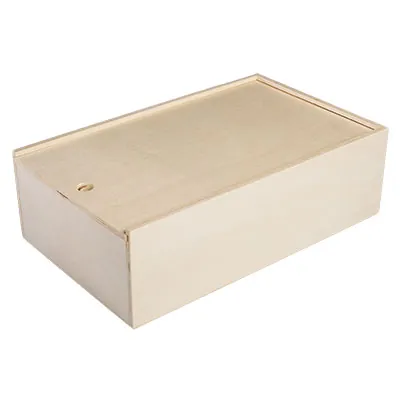 Coffret bois avec couvercle coulissant - 2 bouteilles - 20,8 x 33,5 cm - Coffrets pour bouteilles de vin, Boîtes pour bouteilles de vin-1