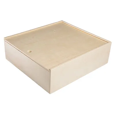 Coffret bois avec couvercle coulissant - 3 bouteilles - 30,8 x 33,5 cm - Coffrets pour bouteilles de vin, Boîtes pour bouteilles de vin-1