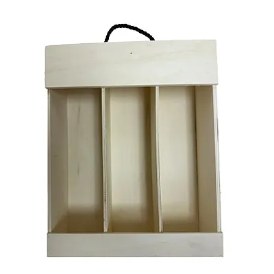 Coffret bois ouvert en façade - 3 bouteilles - 30,8 x 37,5 cm - Coffrets pour bouteilles de vin, Boîtes pour bouteilles de vin