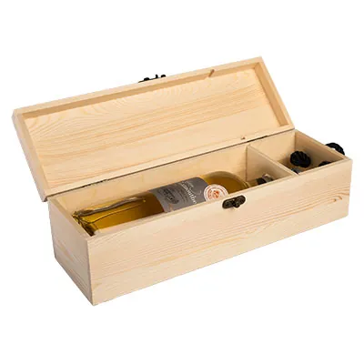 Coffrets bois avec couvercle à rabat - 1 bouteille - 11 x 34,5 cm - Coffrets pour bouteilles de vin, Boîtes pour bouteilles de vin-3