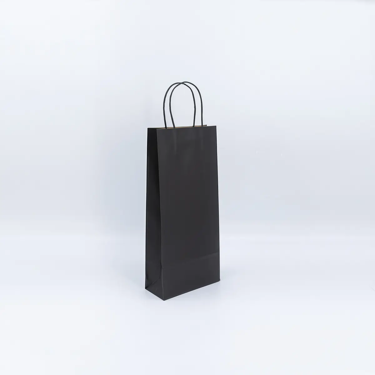 Sac kraft noir pour 2 bouteilles poignées torsadées 18 x 8 x 39 cm 110 g/m² – Paquet de 50 - Sacs pour bouteilles de vin