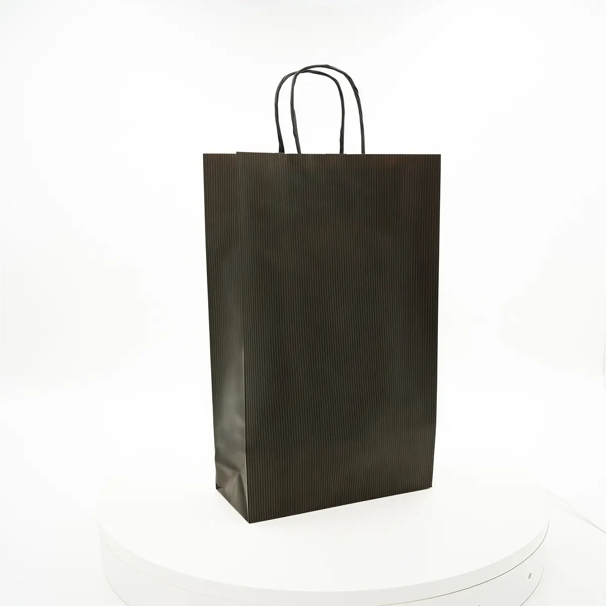 Sac kraft noir pour 2 bouteilles poignées torsadées 18 x 8 x 39 cm 110 g/m² – Paquet de 50 - Sacs pour bouteilles de vin-1