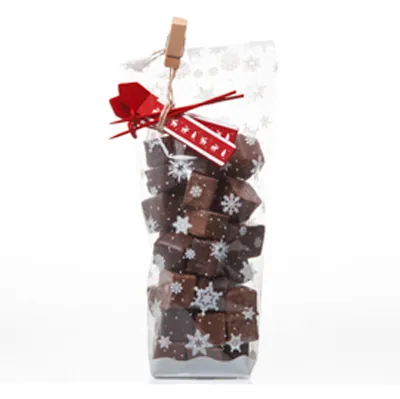 Sachet polypro Noël Flocons blancs fond carton argenté 10 x 22 cm 35µ - Sachet confiserie Noël - Sachet bonbons Noël - Lot de 100 - Sachets bonbon, Sachets confiserie-1