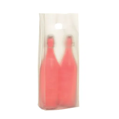 Sacs plastique 2 bouteilles aspect calque - Sacs pour bouteilles de vin