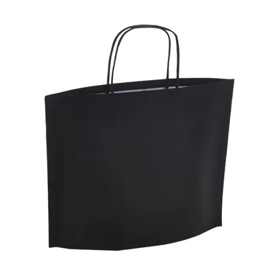 Sac kraft noir à poignées torsadées 30+10x25cm 70g/m² (x50) - Sacs kraft couleur poignées torsadées