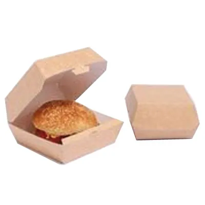 Boîte burger 14,5 x 14,5 x 8 cm carton - Boîte à hamburger - Brun - Lot de 50 - Emballage snacking-1
