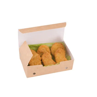 Boîte nuggets 14,5 x 9 x 4,5 cm - Boîte kraft 9-10 nuggets - Boîte à emporter carton - Lot de 50 - Boites snacking