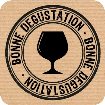 Etiquettes cadeaux adhésives Bonne dégustation Kraft brun / Noir 35 x 35 mm - Boîte de 500 - Étiquettes cadeaux adhésives