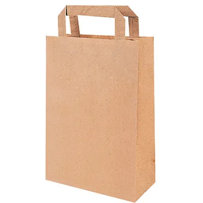 Sac kraft brun poignées plates 32 x 16 x 44 cm - Sac papier kraft - Paquet de 50 - Sacs kraft brun poignées plates