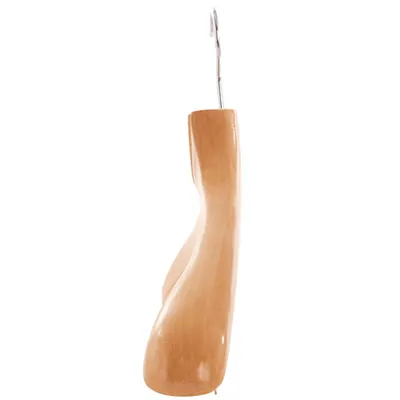 Cintre à pinces bois naturel antidérapant avec barre et encoches 44,5 cm - Cintre jupe - Cintre pantalon - Lot de 3 - Cintres à pinces-1