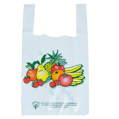 Sac bretelle plastique Fruits et légumes réutilisable PEBD 26 x 12 x 45 cm - Sac fruits et légumes - Lot de 500 - Sacs plastique bretelles