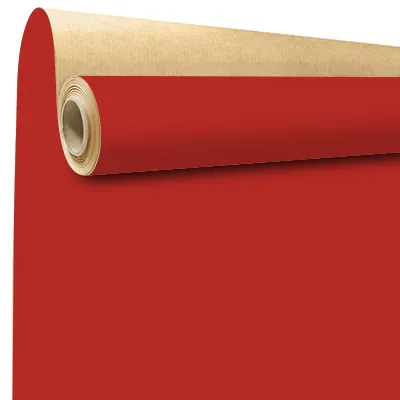 Papier cadeau kraft vergé rouge uni 70 cm x 100 m 60 g/m² – le rouleau - Papiers cadeaux unis