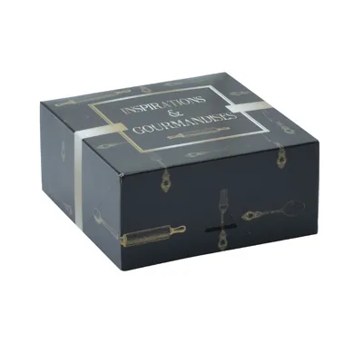 Boîte pâtissière carton noir 25 x 25 x 8 cm Inspirations et gourmandises - Boîte traiteur - Lot de 50 - Boîtes pâtissières, Caissettes pâtissières