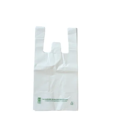 Sac bretelle plastique réutilisable blanc PEBD 6L 50μ 20 x 10 x 40 cm - Lot de 1000 - Sacs plastique bretelles-1