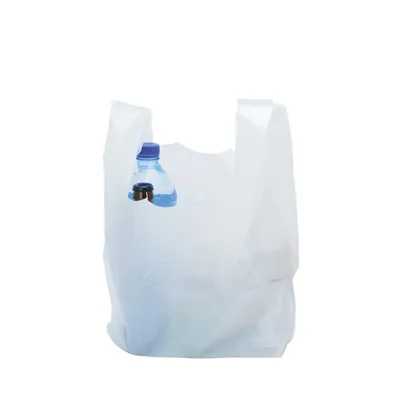 Sac bretelle plastique réutilisable blanc PEBD 10L 50μ 26 x 12 x 45 cm - Lot de 500 - Sacs plastique bretelles-1