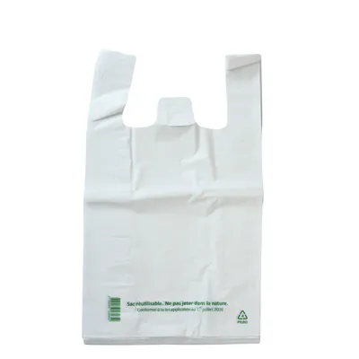 Sac bretelle plastique réutilisable blanc PEBD 14L 50μ 30 x 14 x 50 cm - Lot de 500 - Sacs plastique bretelles-1