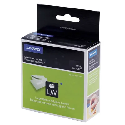Etiquette adresse retour autocollante pour Dymo LabelWriter 25 x 54 mm - Blanc - Rouleau de 500 - Imprimantes Étiquettes