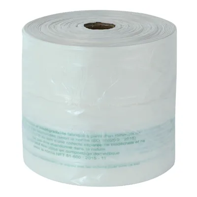 Sac bretelle biodégradable transparent 25 x 7,5 x 44 cm plastique biosourcé - Rouleau de 300 sacs - Sacs plastique bretelles-1