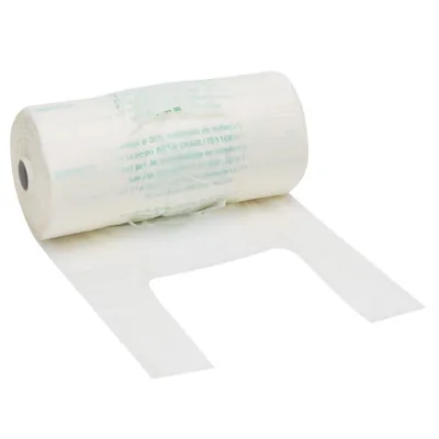 Sac bretelle biodégradable transparent 30 x 7,5 x 50 cm plastique biosourcé - Rouleau de 400 sacs - Sacs plastique bretelles-1