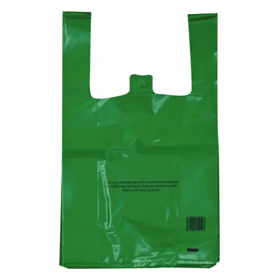 Sac bretelle plastique liassé réutilisable vert Poissonnerie PEBD 9,39L 26 x 6 x 45 cm - Lot de 500 - Sacs bretelles plastique réutilisables