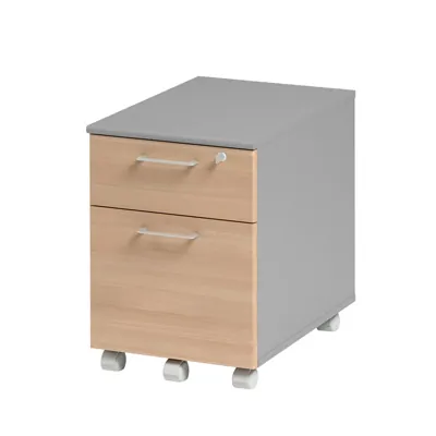 Caisson mobile 2 tiroirs Jazz+ hêtre ambré L 42 x P 60 x H 60 cm - Bureaux Jazz